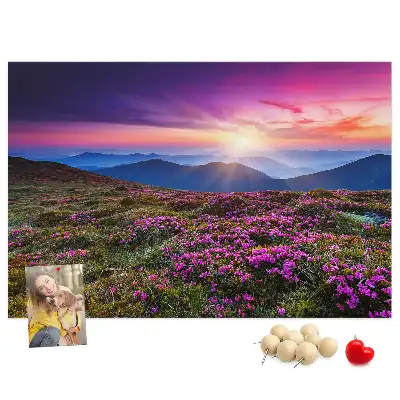 Kork Pinnwand Sonnenaufgang Blumen