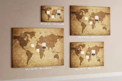 Pinnwand mit Weltkarten-Motiv im antiken Stil