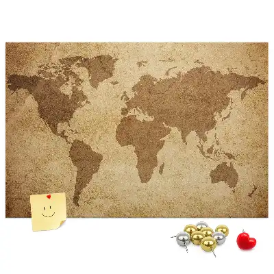 Pinnwand mit Weltkarten-Motiv im antiken Stil