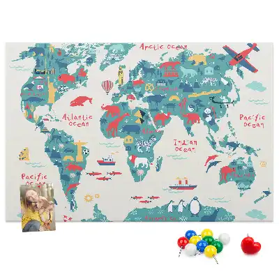 Weltkarte als Bilder-Korktafel