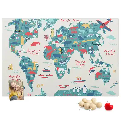Weltkarte als Bilder-Korktafel