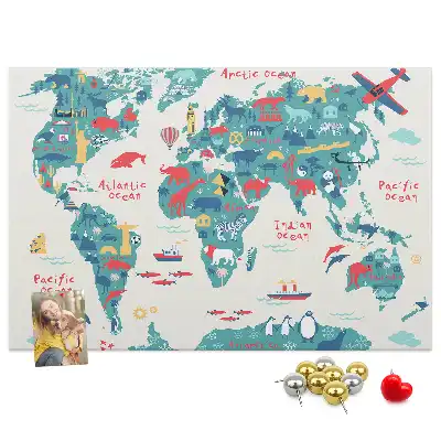 Weltkarte als Bilder-Korktafel