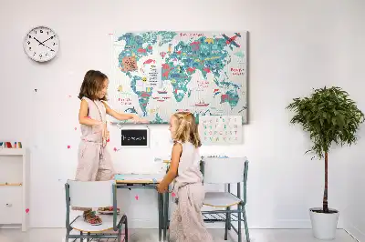 Weltkarte als Bilder-Korktafel