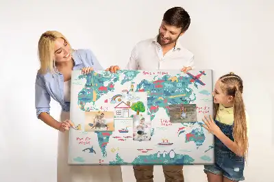 Weltkarte als Bilder-Korktafel