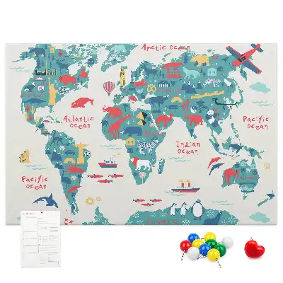 Weltkarte als Bilder-Korktafel