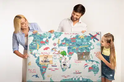 Weltkarte als Bilder-Korktafel
