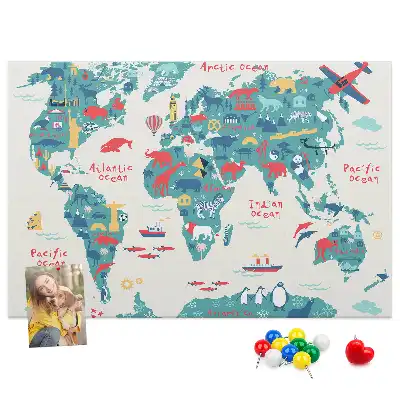 Weltkarte als Bilder-Korktafel