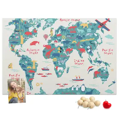 Weltkarte als Bilder-Korktafel