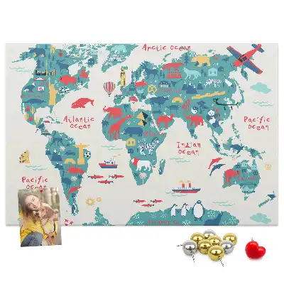 Weltkarte als Bilder-Korktafel
