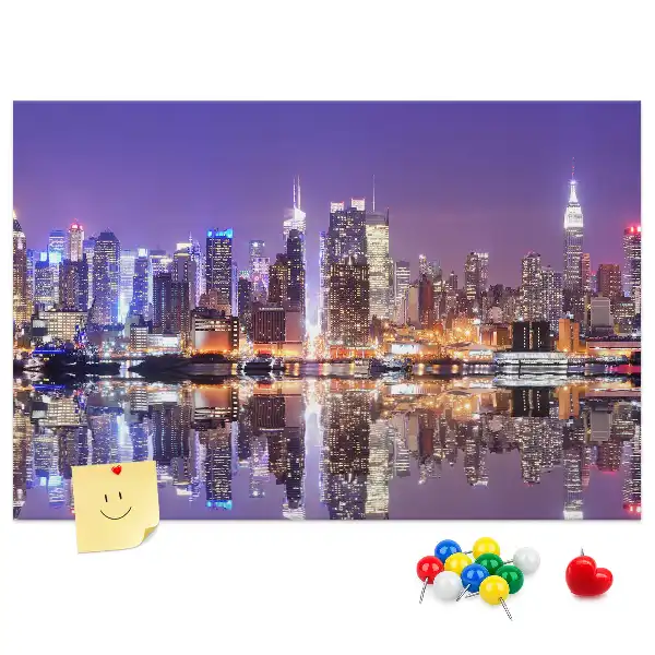 Bedruckte Korkplatte New York bei Nacht