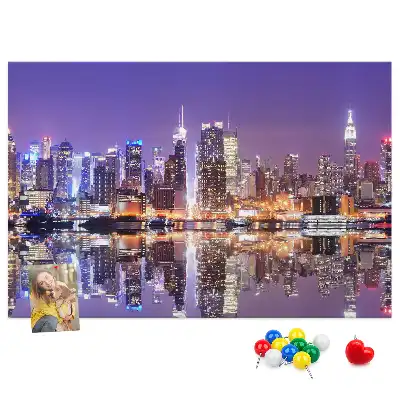 Bedruckte Korkplatte New York bei Nacht