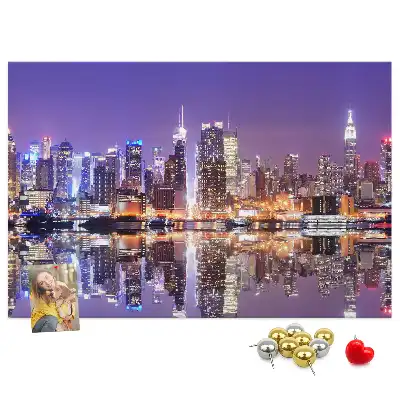 Bedruckte Korkplatte New York bei Nacht