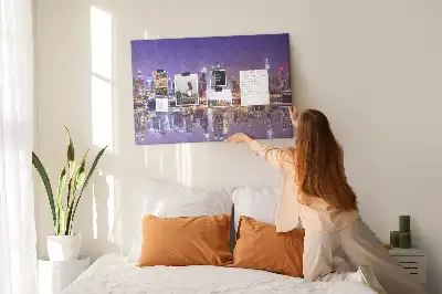 Bedruckte Korkplatte New York bei Nacht