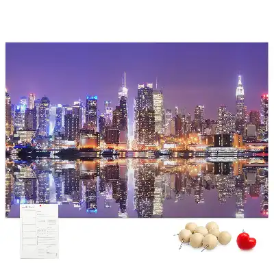 Bedruckte Korkplatte New York bei Nacht