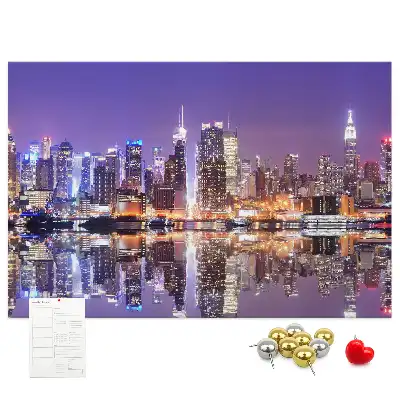 Bedruckte Korkplatte New York bei Nacht