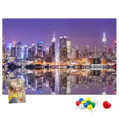Bedruckte Korkplatte New York bei Nacht