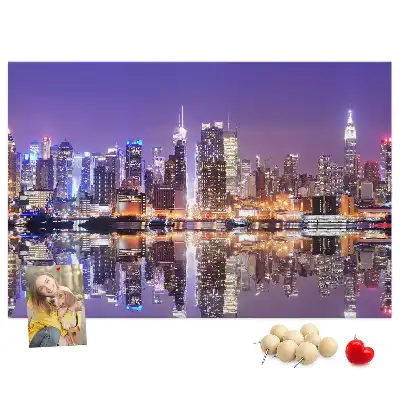 Bedruckte Korkplatte New York bei Nacht