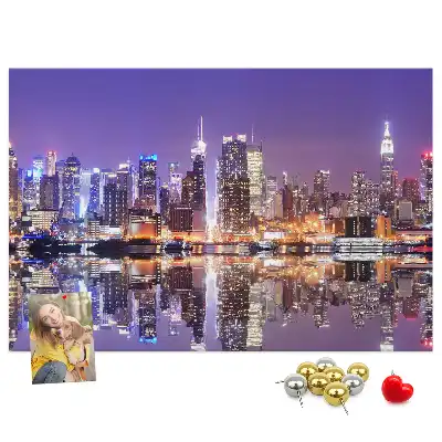 Bedruckte Korkplatte New York bei Nacht