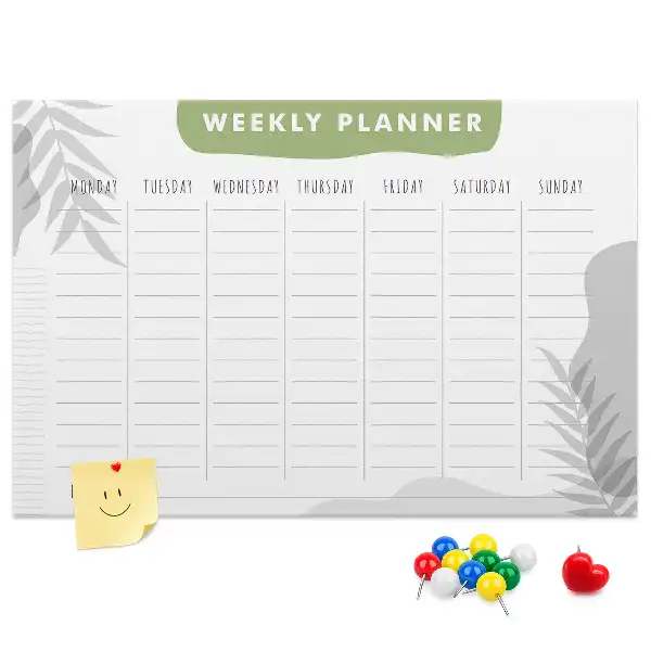 Bilder-Korktafel Sieben-Tage-Plan Aufgaben