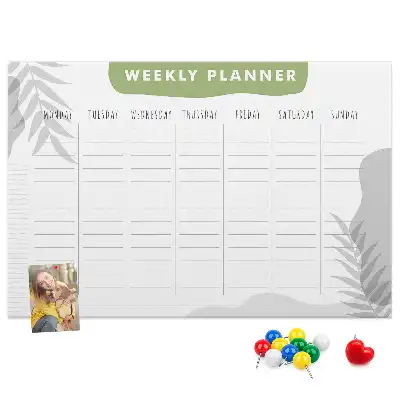 Bilder-Korktafel Sieben-Tage-Plan Aufgaben