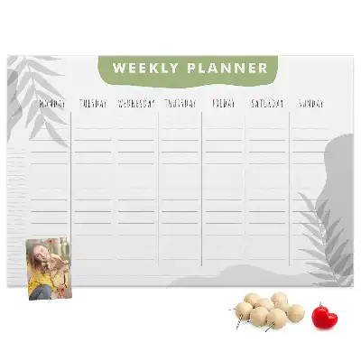 Bilder-Korktafel Sieben-Tage-Plan Aufgaben