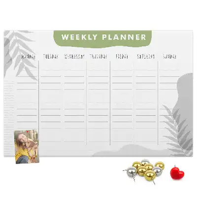 Bilder-Korktafel Sieben-Tage-Plan Aufgaben