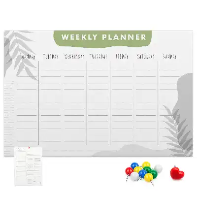 Bilder-Korktafel Sieben-Tage-Plan Aufgaben