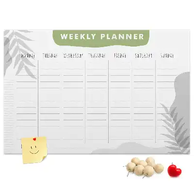 Bilder-Korktafel Sieben-Tage-Plan Aufgaben