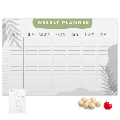 Bilder-Korktafel Sieben-Tage-Plan Aufgaben