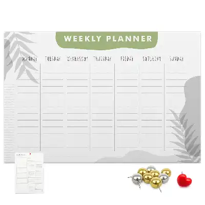 Bilder-Korktafel Sieben-Tage-Plan Aufgaben
