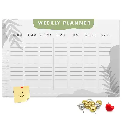Bilder-Korktafel Sieben-Tage-Plan Aufgaben