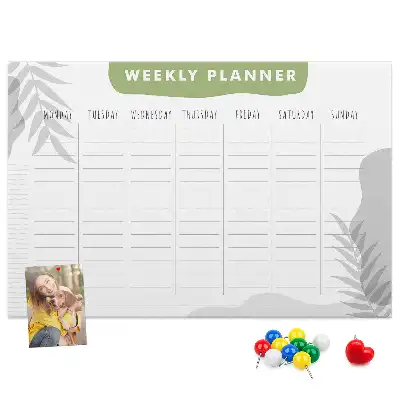 Bilder-Korktafel Sieben-Tage-Plan Aufgaben