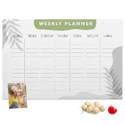 Bilder-Korktafel Sieben-Tage-Plan Aufgaben
