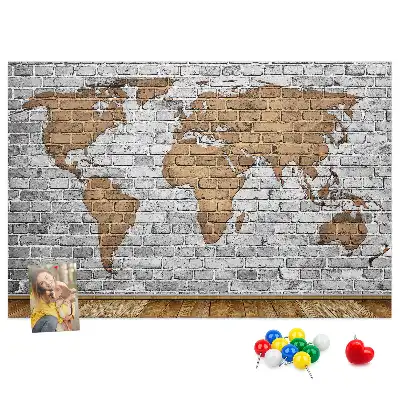 Bilder-Korktafel Weltkarte in Ziegeloptik