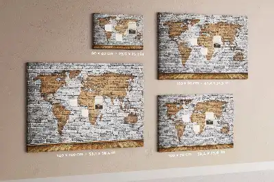 Bilder-Korktafel Weltkarte in Ziegeloptik