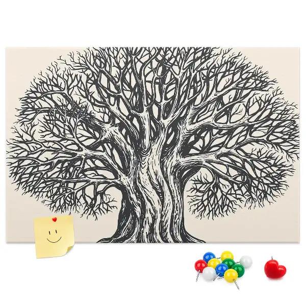 Korktafel mit dem Motiv eines majestätischen einsamen Baumes