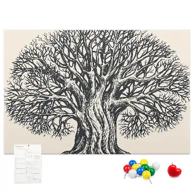 Korktafel mit dem Motiv eines majestätischen einsamen Baumes