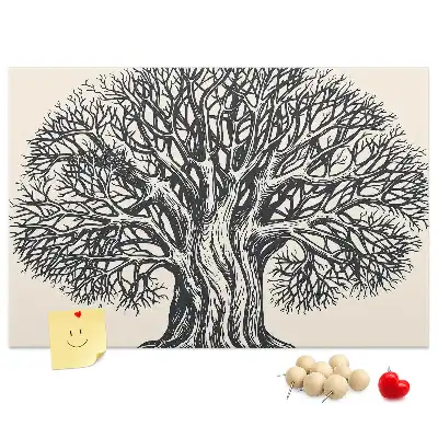 Korktafel mit dem Motiv eines majestätischen einsamen Baumes