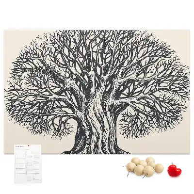 Korktafel mit dem Motiv eines majestätischen einsamen Baumes