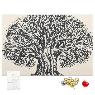 Korktafel mit dem Motiv eines majestätischen einsamen Baumes