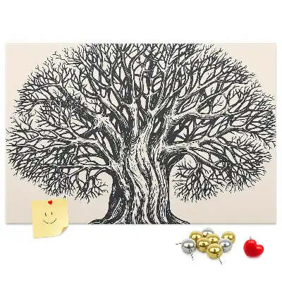 Korktafel mit dem Motiv eines majestätischen einsamen Baumes
