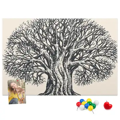 Korktafel mit dem Motiv eines majestätischen einsamen Baumes