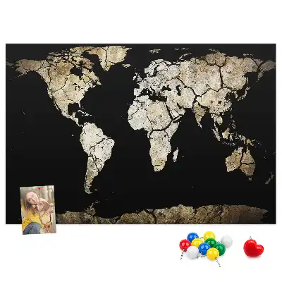 Weltkarte als Pinnwand aus Kork Dürre