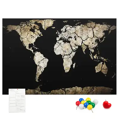 Weltkarte als Pinnwand aus Kork Dürre
