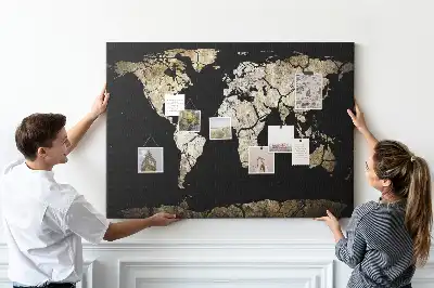 Weltkarte als Pinnwand aus Kork Dürre