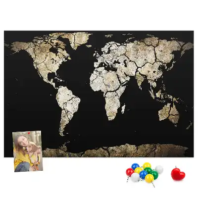 Weltkarte als Pinnwand aus Kork Dürre