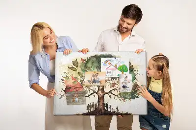 Bedruckte Korkplatte mit Stammbaum für die Familie