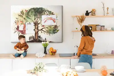 Bedruckte Korkplatte mit Stammbaum für die Familie