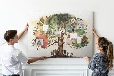 Bedruckte Korkplatte mit Stammbaum für die Familie