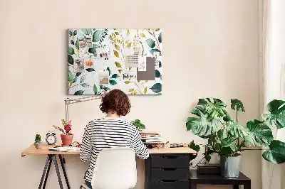 Bilder-Korktafel mit Pflanzen- und Blättermuster